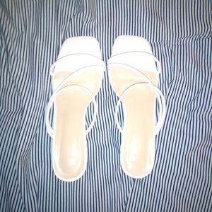 All white block heels size 38